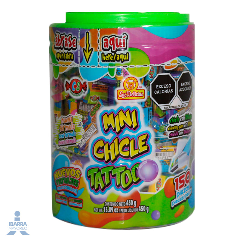 Chicle Las Delicias Mini Tattoo 150 pzas.