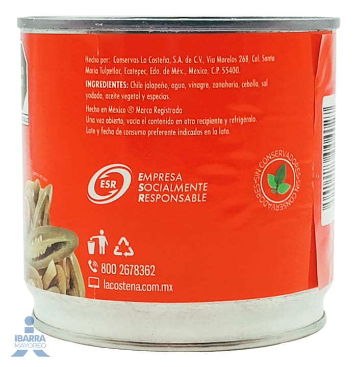 Chiles Jalapeños Rajas La Costeña 380 g