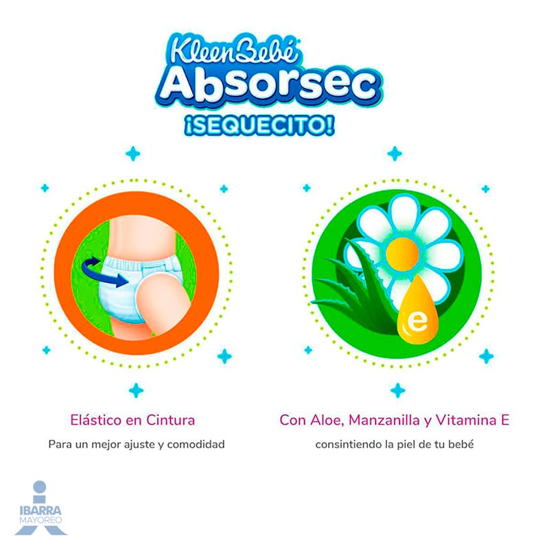 Pañal KleenBebé Absorsec Jumbo 40 pzas.