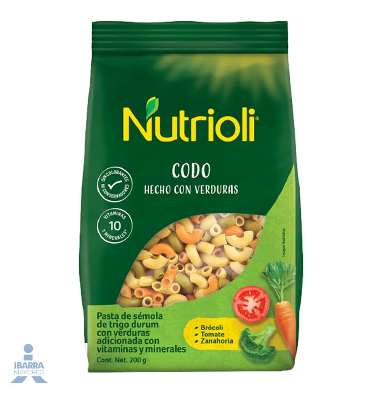 Pasta Nutrioli Codo hecho con verduras 200 g
