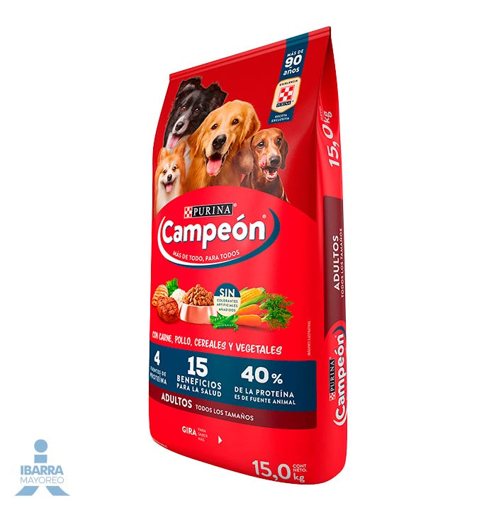 Campeón alimento seco perros adultos todos los tamaños carne y pollo 15 kg