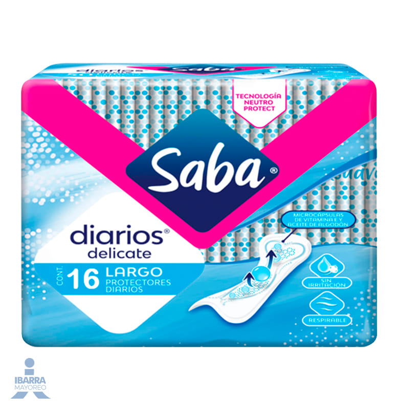 Toalla Panty Protector Saba Largo 16 pzas.