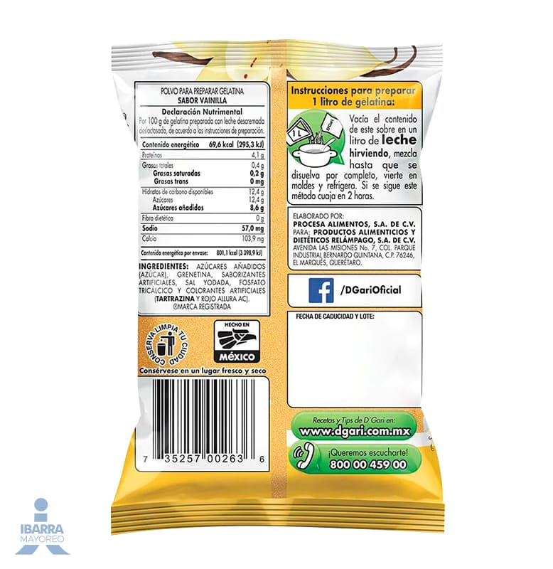 Gelatina D Gari Vainilla Leche 120 g