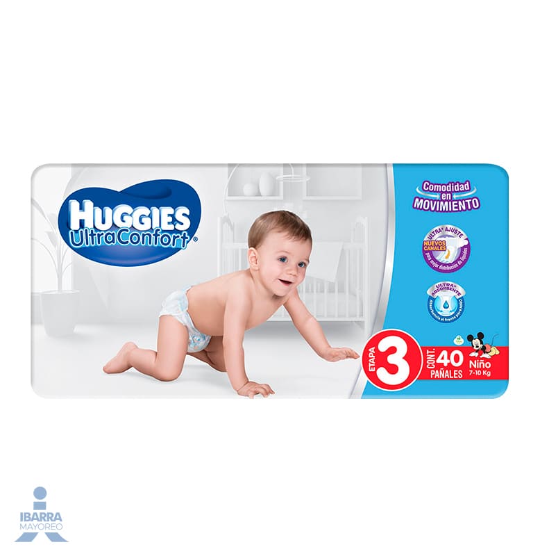 Pañal Huggies Ultraconfort Niño Etapa 3 40 pzas.