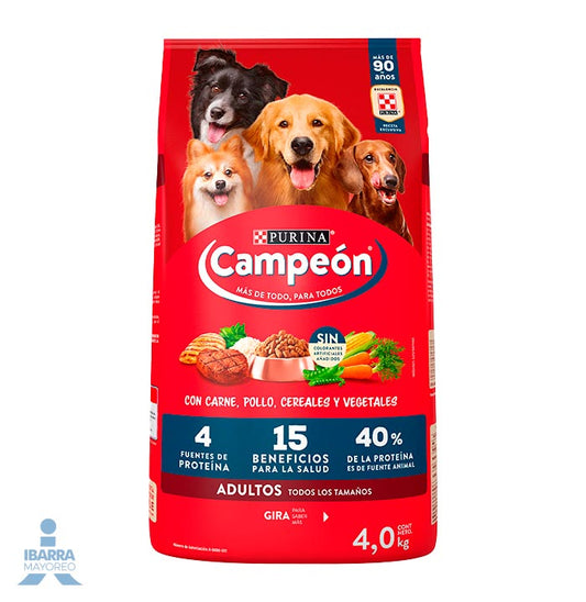 Campeón alimento seco perros adultos todos los tamaños carne y pollo 4 kg