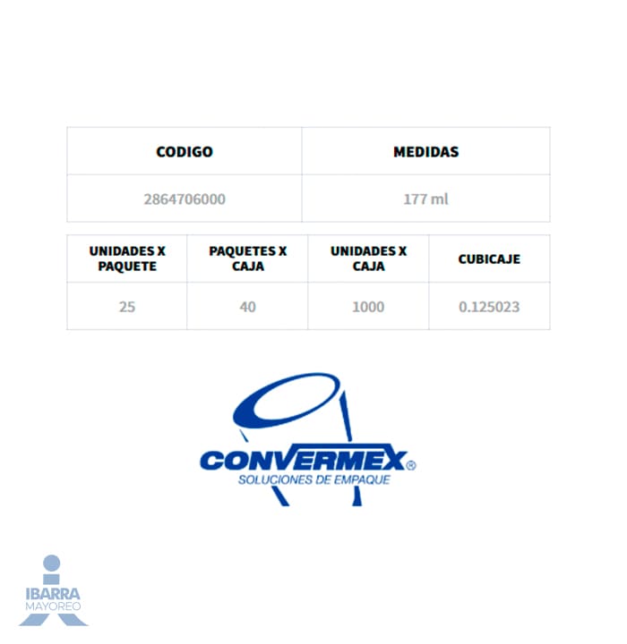 Vaso Térmico Convermex No. 106/177 ml 25 pzas.