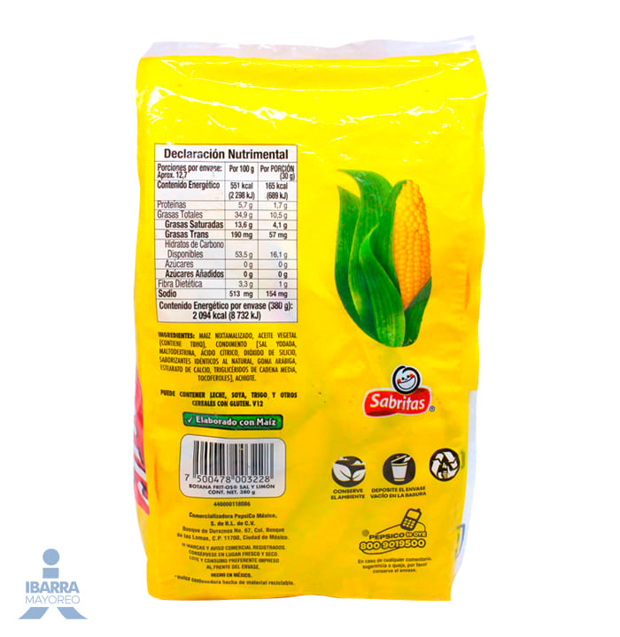 Sabritas Fritos Sal y Limón 10 pzas.