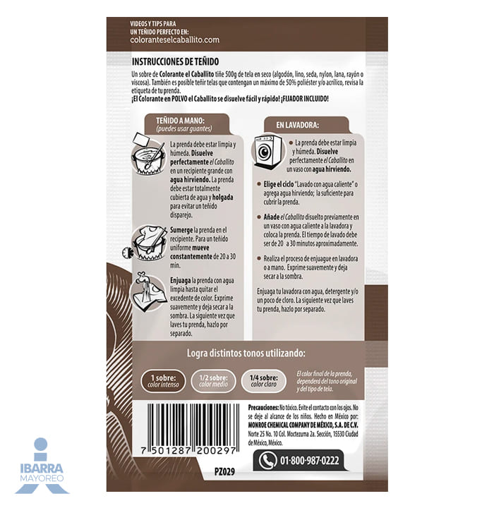 Colorante para Ropa El Caballito Café Tabaco 16 g