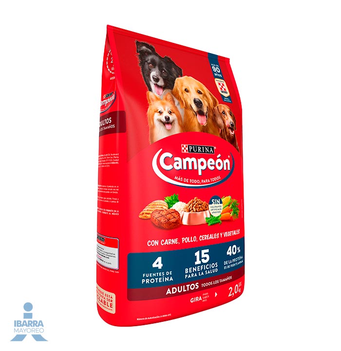 Campeón alimento seco perros adultos todos los tamaños carne y pollo 2 kg