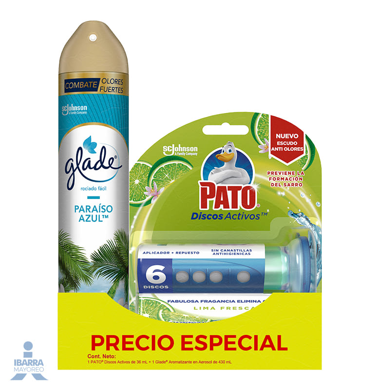Discos Activos Pato Lima Fresca 36 ml + Glade 400 ml