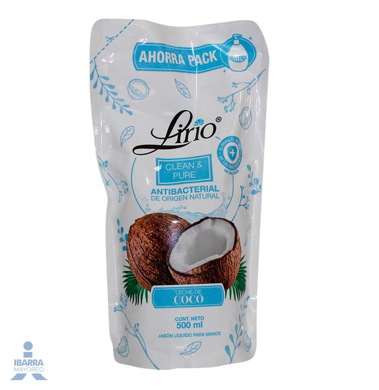 Jabón Líquido Lirio para manos Leche de Coco Pouch 500 ml