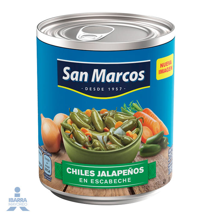 CHILES JALAPEÑOS ENTEROS SAN MARCOS 215 GR.