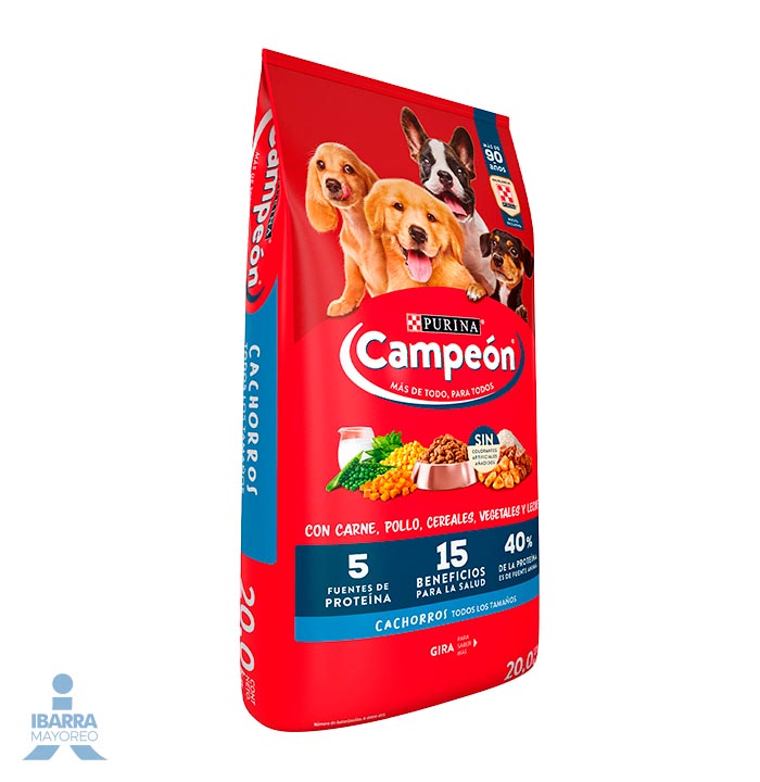 Campeón alimento seco perros cachorro todos los tamaños carne y pollo 20 kg