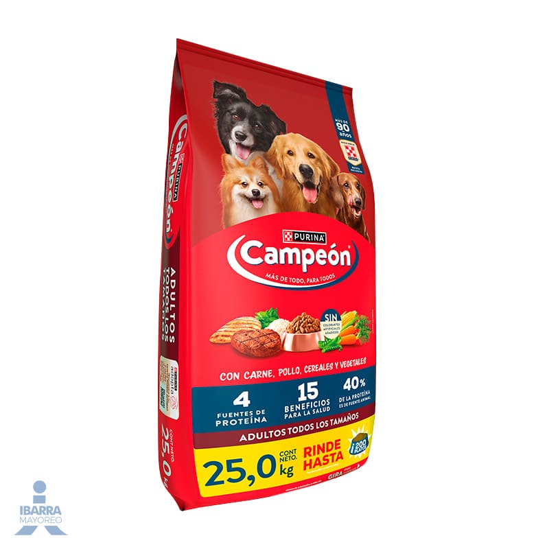 Campeón alimento seco perros adultos todos los tamaños carne y pollo 25 kg