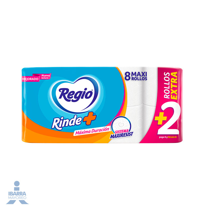 Papel Higiénico Regio Rinde Más 300 hojas 6 rollos