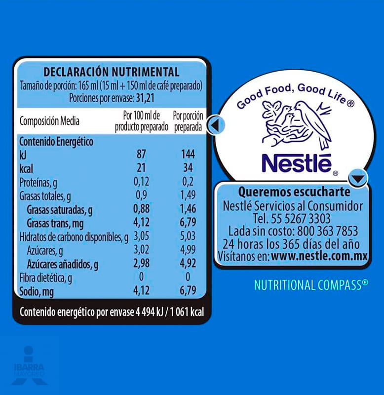 Sustituto de Crema Coffee Mate Vainilla Líquido 530 g