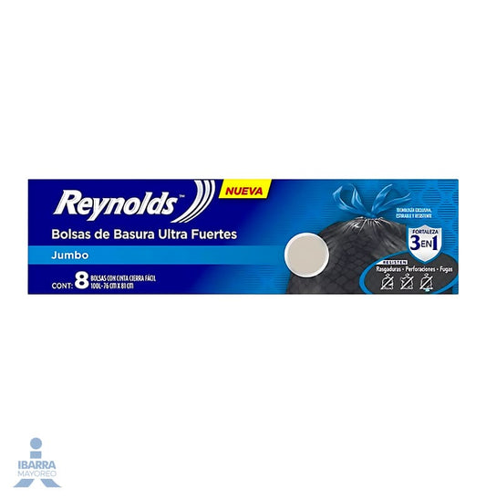 Bolsa para Basura Reynolds Negra Jumbo 8 pzas.