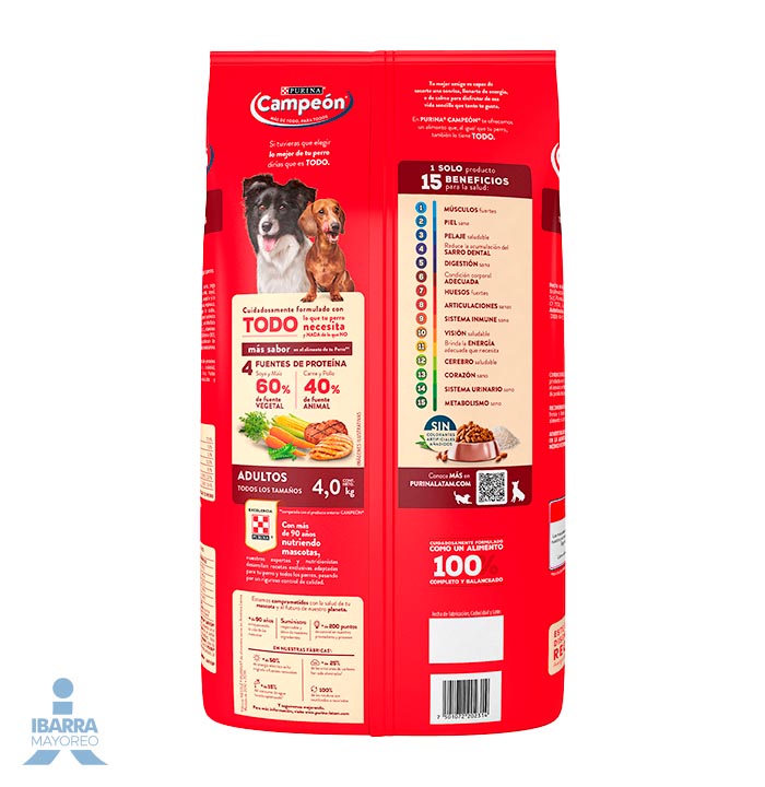 Campeón alimento seco perros adultos todos los tamaños carne y pollo 4 kg