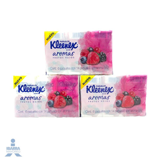 Pañuelo Kleenex Aromas Frutos Rojos 6/14 pzas.