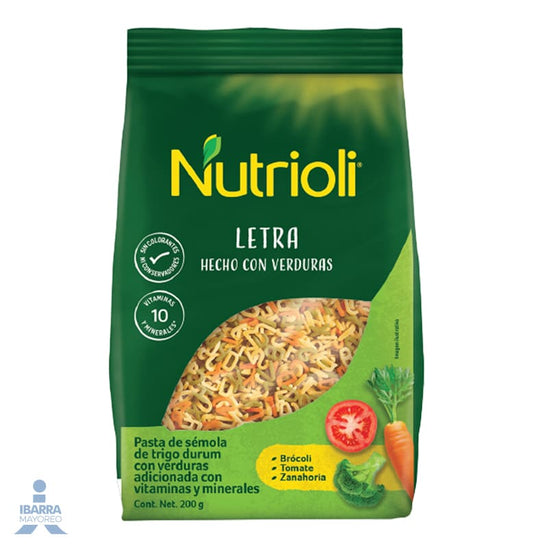 Pasta Nutrioli Letra hecho con verduras 200 g
