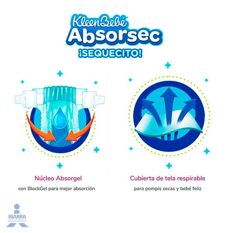 Pañal KleenBebé Absorsec Jumbo 40 pzas.
