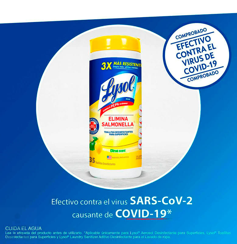Desinfectante Lysol Toallitas Citrus 80 pzas.