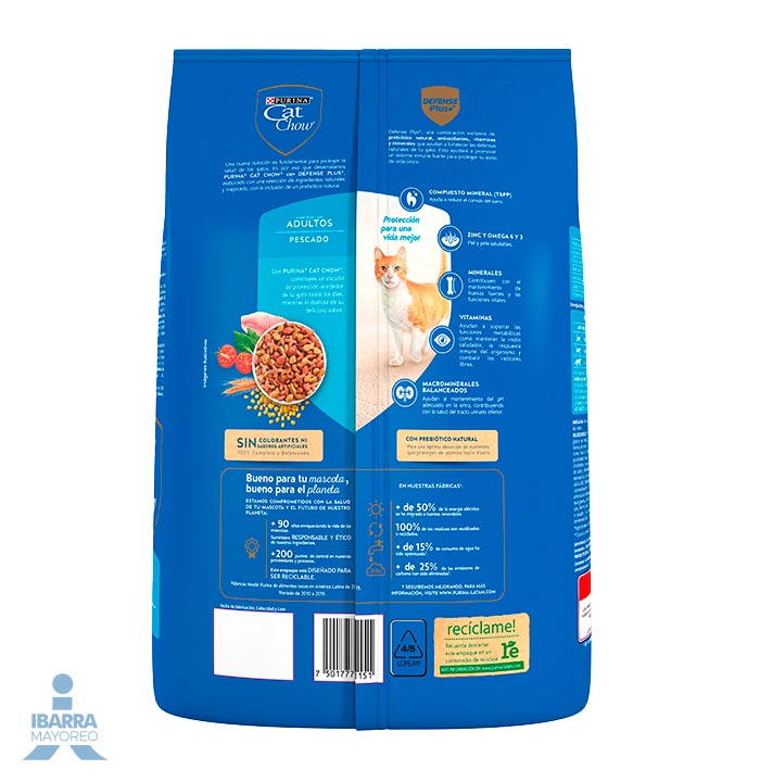 Cat Chow Defense Plus alimento seco gatos adultos sabor pescado 1.5 kg
