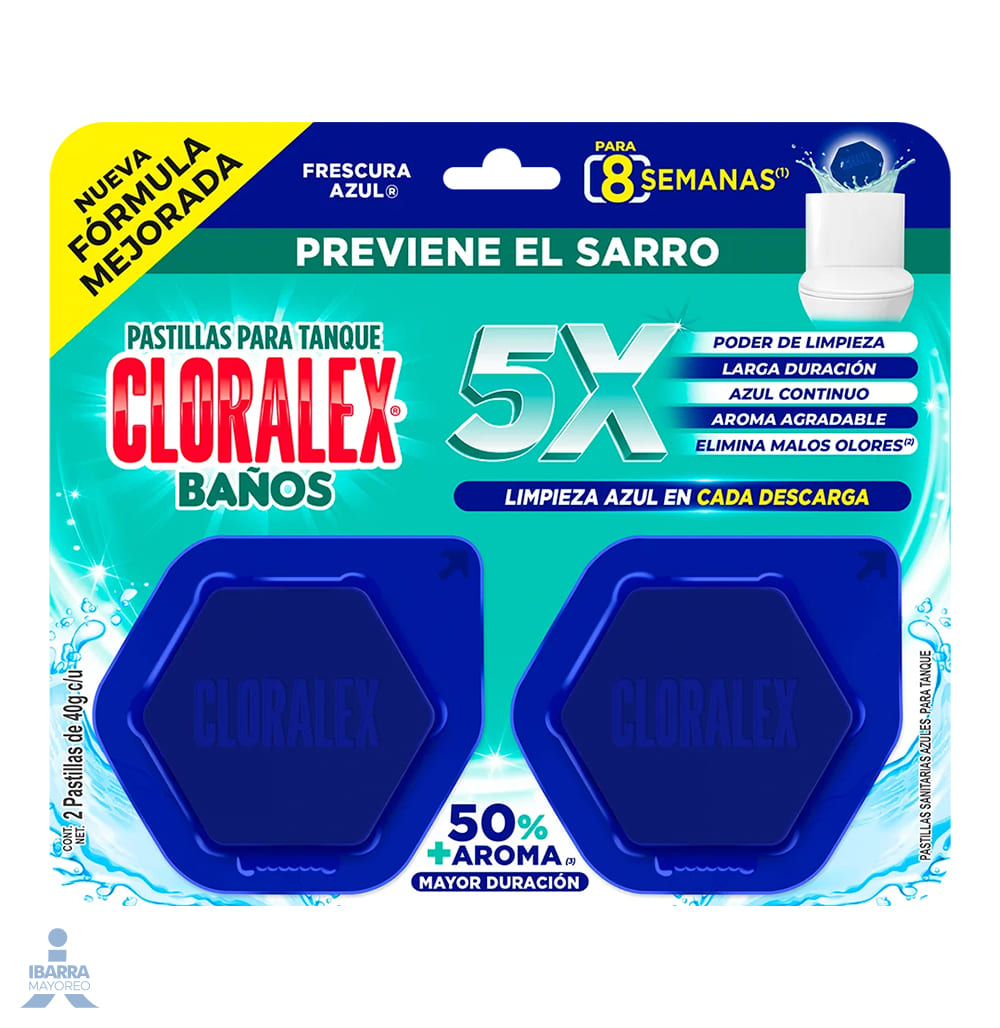 Pastilla Sanitaria Cloralex Baños Azul 2/40 g