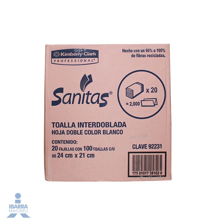 Toalla Sanitas para Manos 100 pzas.