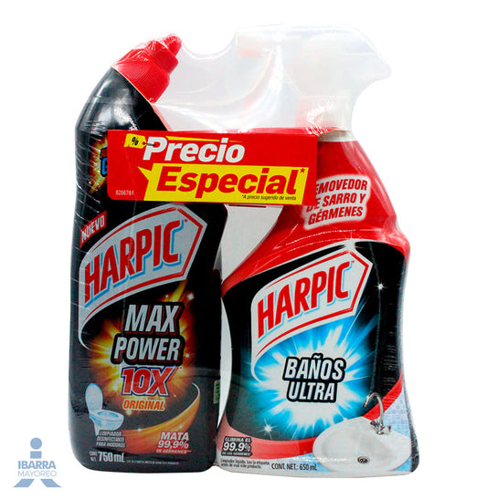 Limpiador Harpic Power Ultra 750 ml + Harpic Baños 650 ml