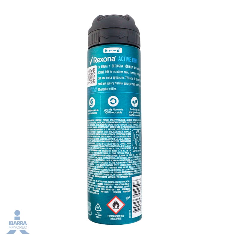 Desodorante Rexona Active Dry Hombre aerosol 89 g