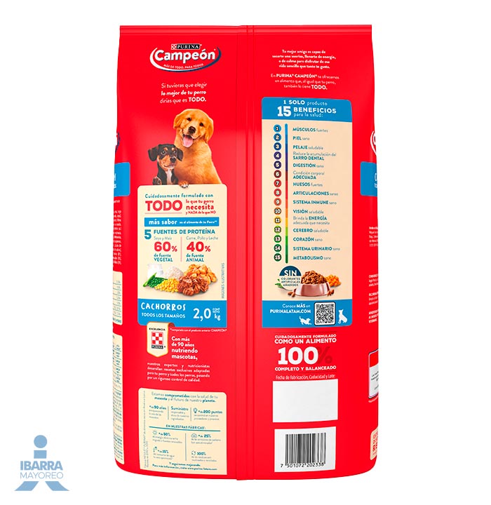Campeón alimento seco perros cachorro todos los tamaños carne y pollo 2 kg