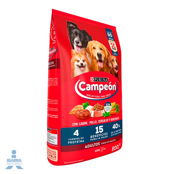 Campeón alimento seco perros adultos todos los tamaños carne y pollo 800 g