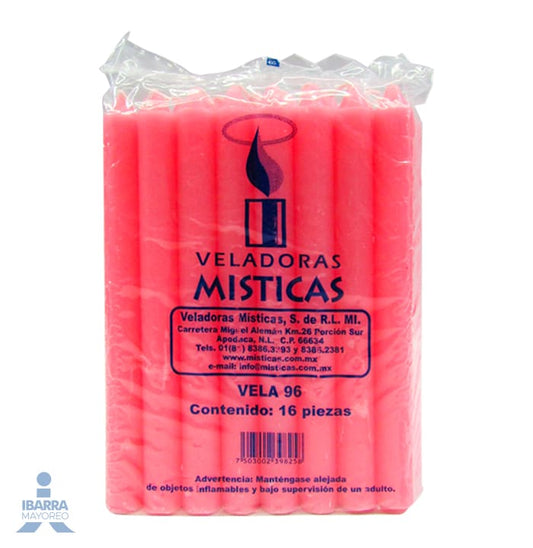 Vela Mística Rosa 16 pzas.