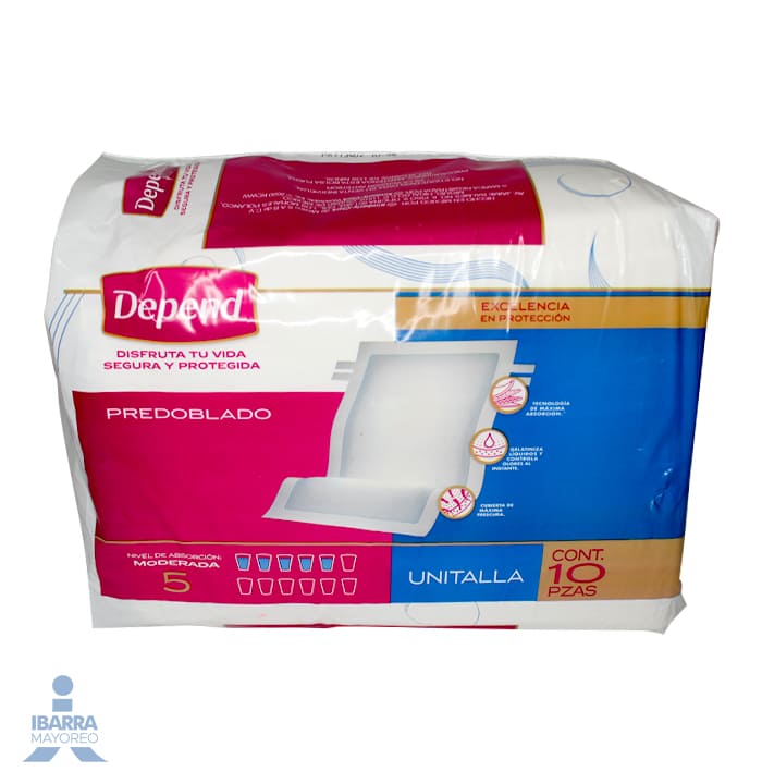 PAÑAL DEPEND PROTECTOR PREDOBLADO 90X60 10 PZ.