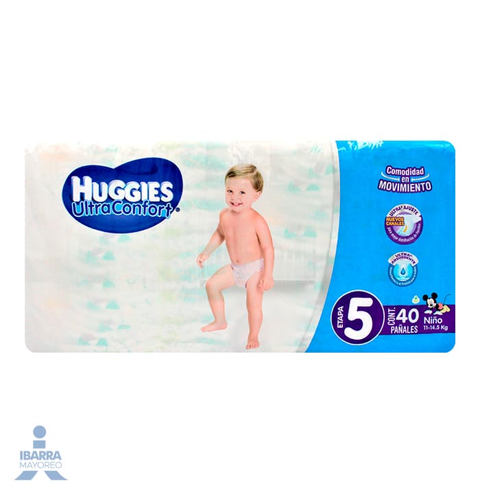 Pañal Huggies Ultraconfort Niño Etapa 5 40 pzas.