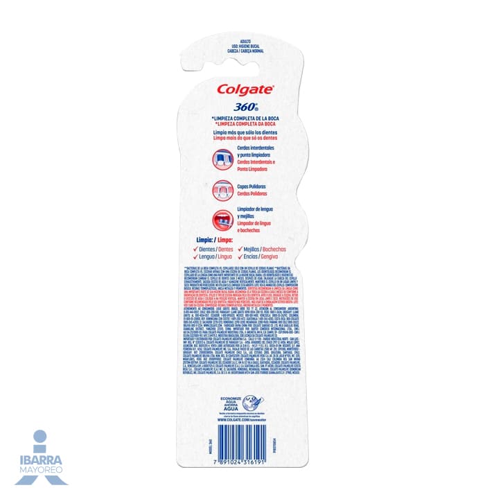Cepillo Dental Colgate 360 Medio 2 pzas.