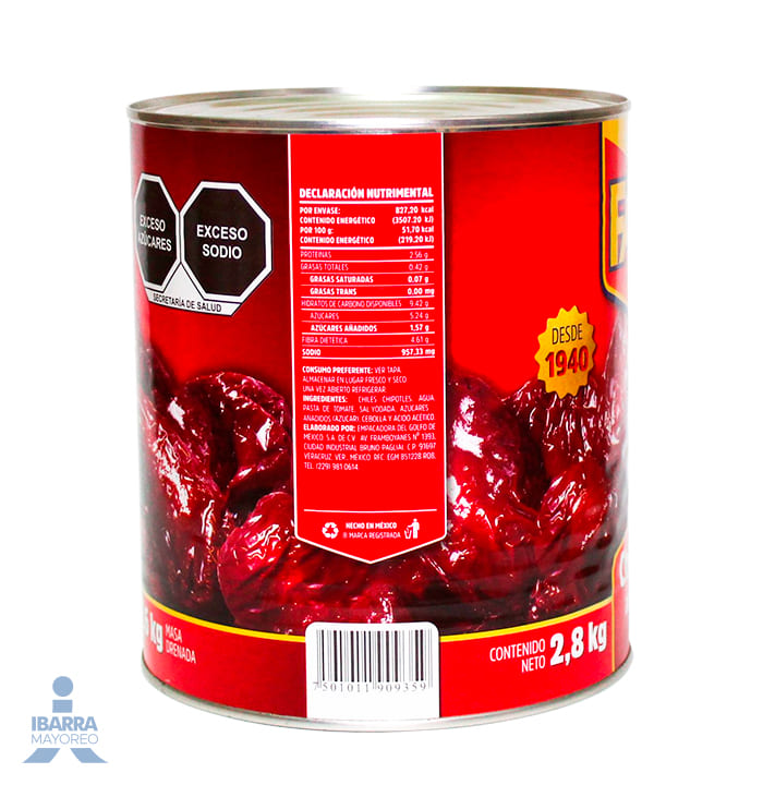 Chiles Chipotles Faro 2.8 kg