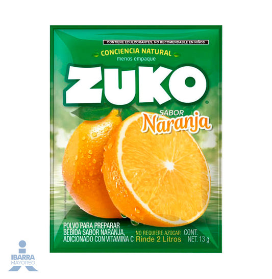 Bebida en Polvo Zuko Sabor Naranja 13 g