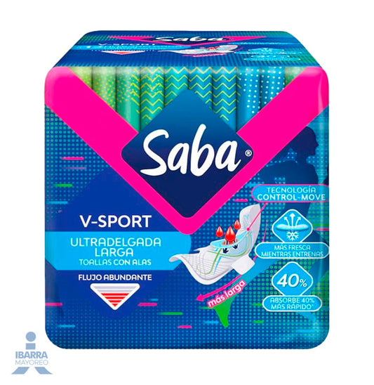Toalla Sanitaria Saba Sport Ultra Delgada con alas 10 pzas.