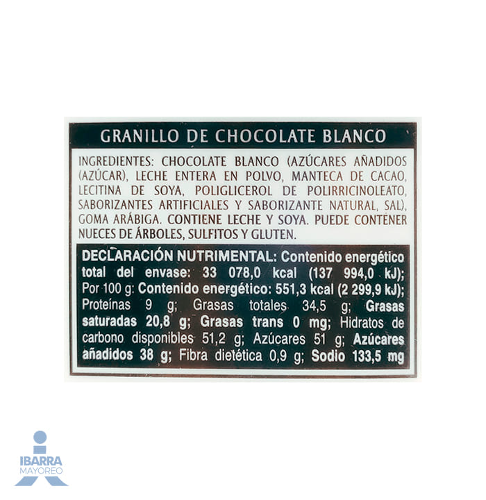 Chocolate Turin Granillo Blanco 6 kg