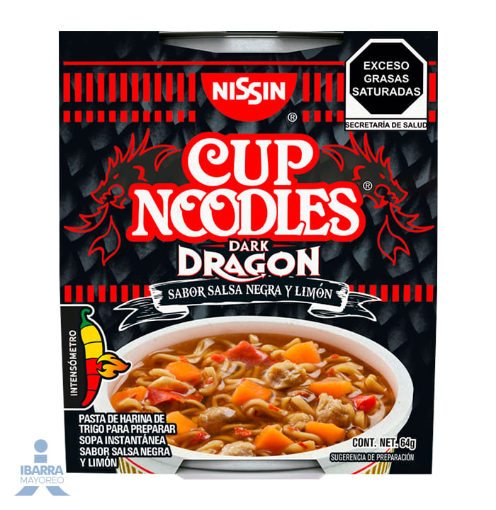 Sopa Nissin Dark Dragon Salsa Negra y Limón 64 g