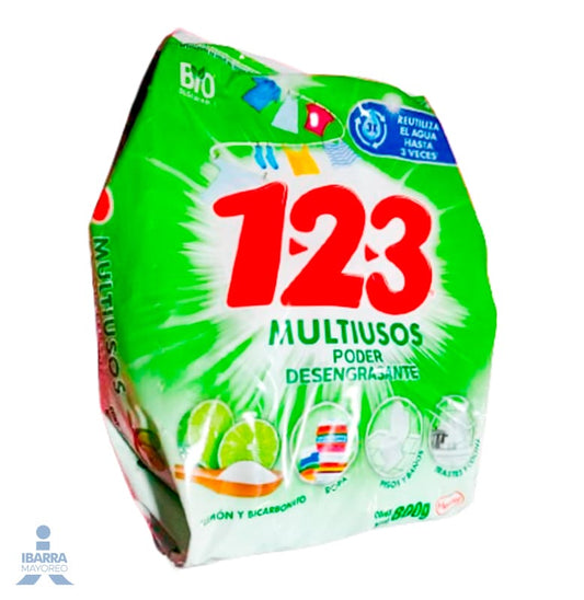 Detergente 123 Bicarbonato Limón 800 g