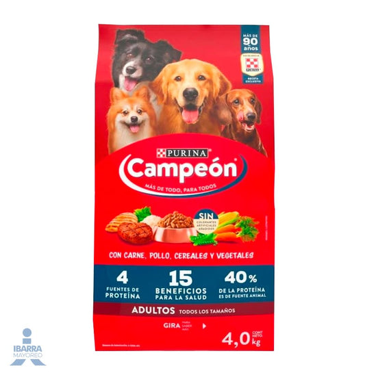 Campeón alimento seco perros cachorro todos los tamaños carne y pollo 4 kg