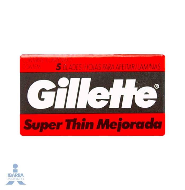 Hoja Gillette Super Delgada Mejorada 5 pzas.