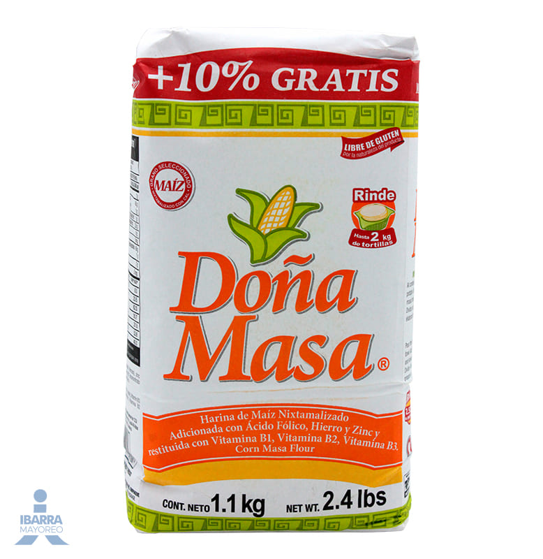 Harina de Maíz Doña Masa 1 kg GRATIS 10% más