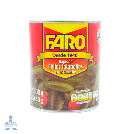 Chiles Jalapeños Rajas Faro 800 g
