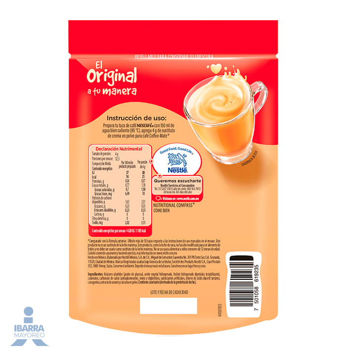 Sustituto de Crema Coffee Mate Doy Pack 210 g