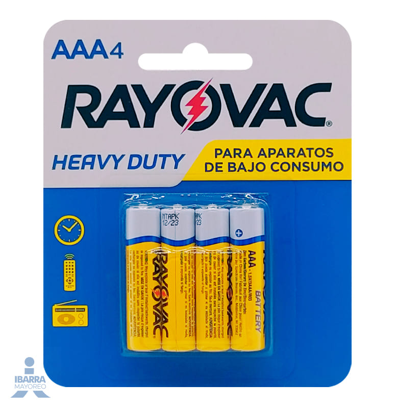 Batería Rayovac Heavy Duty AAA 4 pzas.