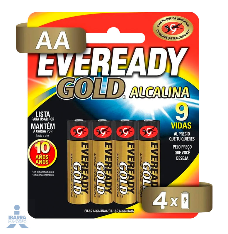 Batería Eveready Gold AA 4 pzas.